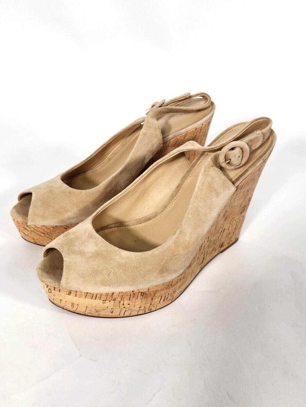 NWD Veronica Beard Dali Suede Peep-Toe Wedges